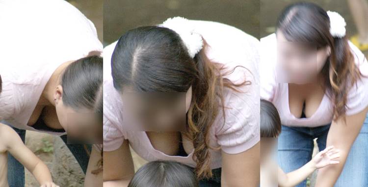 巨乳ママ_谷間_胸チラ盗撮_エロ画像11