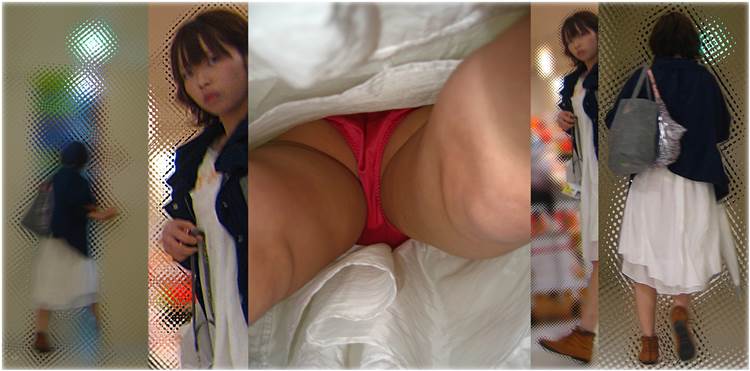 素人_赤パンティ_逆さ撮り_盗撮_エロ画像09