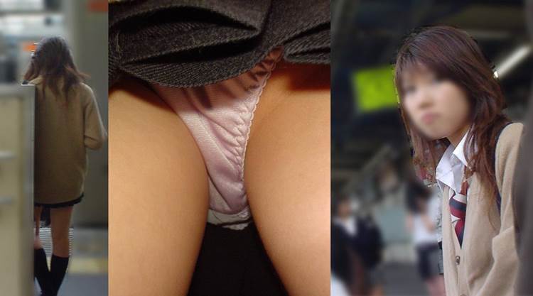 脱げば小さくまとまりそうな小さめの下着を履いたJKを逆さ撮り