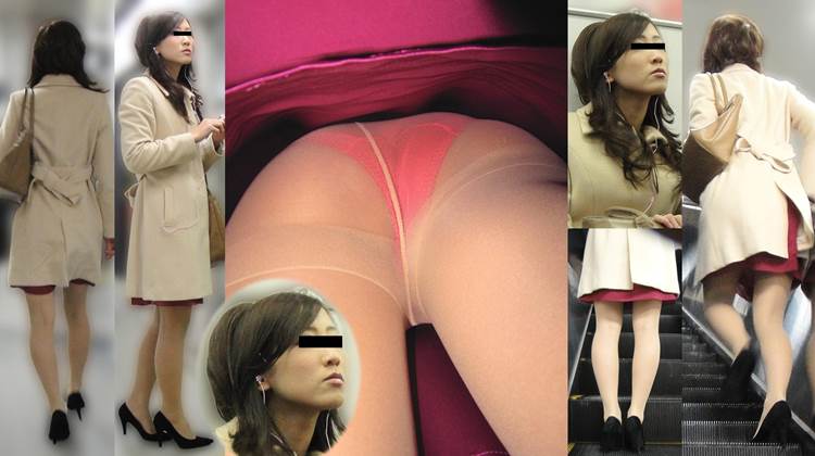 素人_赤パンティ_逆さ撮り_盗撮_エロ画像15